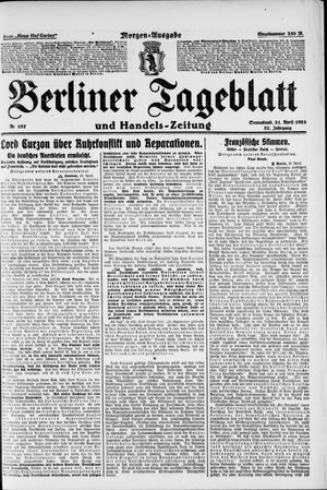 Berliner Tageblatt und Handels-Zeitung vom 21.04.1923