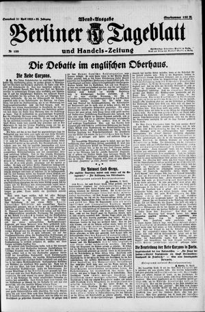 Berliner Tageblatt und Handels-Zeitung vom 21.04.1923