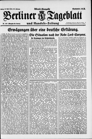 Berliner Tageblatt und Handels-Zeitung vom 23.04.1923