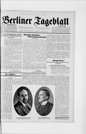 Berliner Tageblatt und Handels-Zeitung on Apr 25, 1923