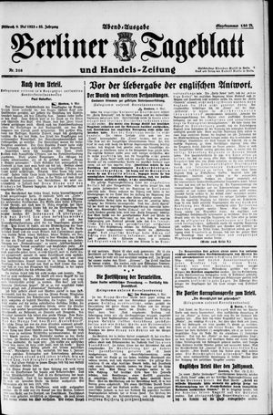 Berliner Tageblatt und Handels-Zeitung vom 09.05.1923