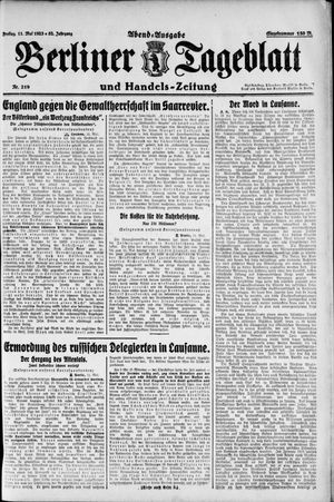 Berliner Tageblatt und Handels-Zeitung on May 11, 1923
