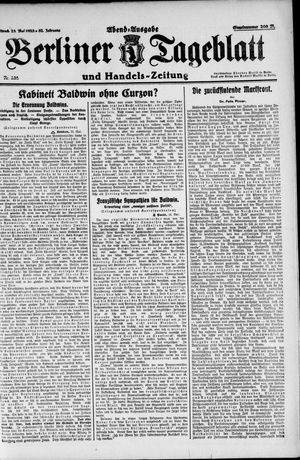 Berliner Tageblatt und Handels-Zeitung vom 23.05.1923