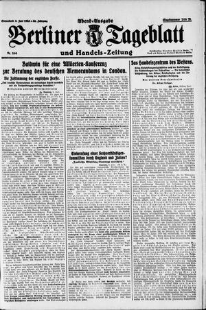 Berliner Tageblatt und Handels-Zeitung vom 09.06.1923