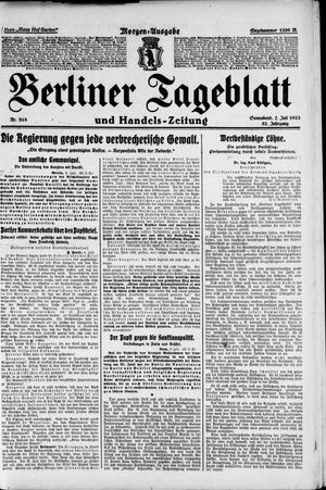 Berliner Tageblatt und Handels-Zeitung vom 07.07.1923