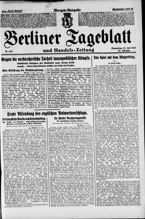 Berliner Tageblatt und Handels-Zeitung vom 19.07.1923