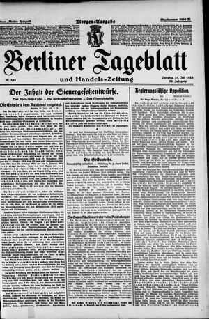 Berliner Tageblatt und Handels-Zeitung vom 31.07.1923