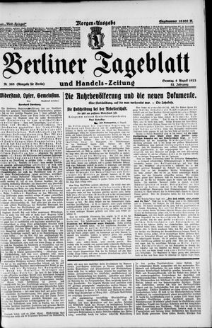 Berliner Tageblatt und Handels-Zeitung vom 05.08.1923