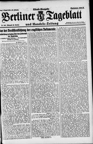 Berliner Tageblatt und Handels-Zeitung on Aug 6, 1923