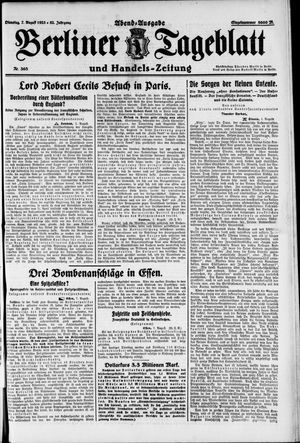 Berliner Tageblatt und Handels-Zeitung on Aug 7, 1923