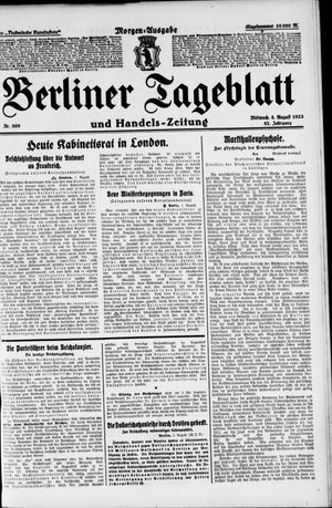Berliner Tageblatt und Handels-Zeitung vom 08.08.1923
