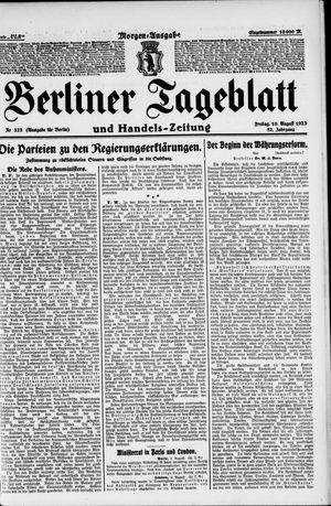 Berliner Tageblatt und Handels-Zeitung vom 10.08.1923