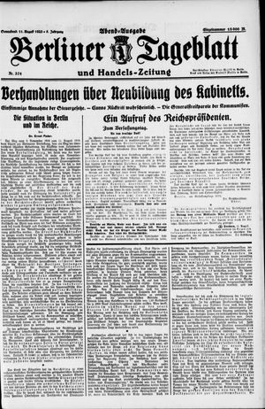 Berliner Tageblatt und Handels-Zeitung vom 11.08.1923