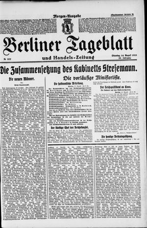 Berliner Tageblatt und Handels-Zeitung vom 14.08.1923