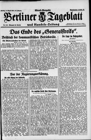 Berliner Tageblatt und Handels-Zeitung vom 14.08.1923