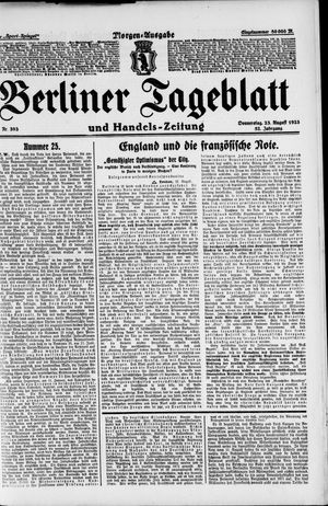 Berliner Tageblatt und Handels-Zeitung vom 23.08.1923