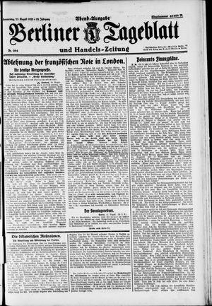 Berliner Tageblatt und Handels-Zeitung vom 23.08.1923