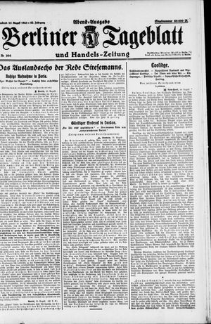 Berliner Tageblatt und Handels-Zeitung vom 25.08.1923
