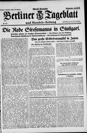 Berliner Tageblatt und Handels-Zeitung vom 03.09.1923