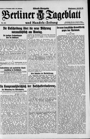 Berliner Tageblatt und Handels-Zeitung vom 08.09.1923