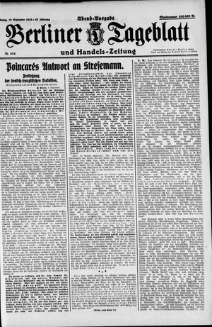 Berliner Tageblatt und Handels-Zeitung vom 10.09.1923