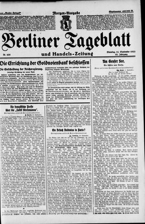 Berliner Tageblatt und Handels-Zeitung vom 11.09.1923