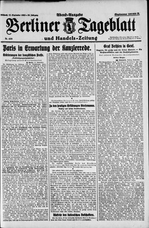 Berliner Tageblatt und Handels-Zeitung on Sep 12, 1923