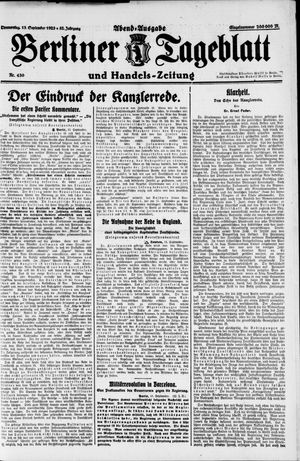 Berliner Tageblatt und Handels-Zeitung vom 13.09.1923