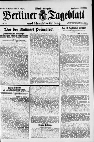 Berliner Tageblatt und Handels-Zeitung vom 15.09.1923