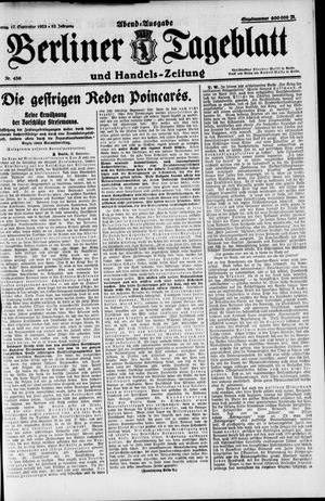 Berliner Tageblatt und Handels-Zeitung vom 17.09.1923