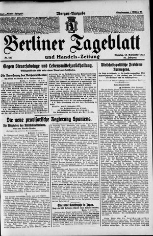 Berliner Tageblatt und Handels-Zeitung vom 18.09.1923