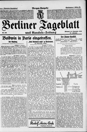 Berliner Tageblatt und Handels-Zeitung vom 19.09.1923