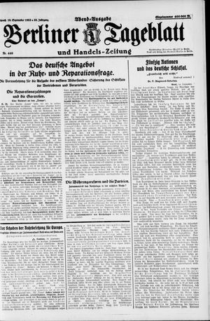 Berliner Tageblatt und Handels-Zeitung vom 19.09.1923