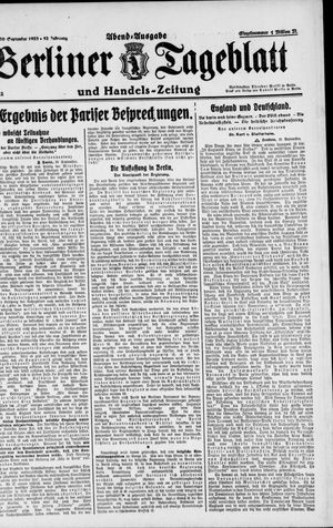 Berliner Tageblatt und Handels-Zeitung vom 20.09.1923
