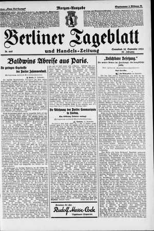 Berliner Tageblatt und Handels-Zeitung vom 22.09.1923