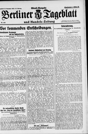 Berliner Tageblatt und Handels-Zeitung vom 22.09.1923