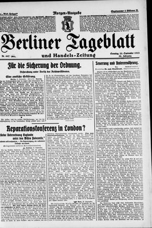 Berliner Tageblatt und Handels-Zeitung vom 23.09.1923