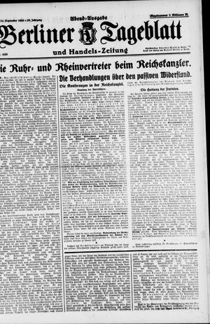 Berliner Tageblatt und Handels-Zeitung vom 24.09.1923
