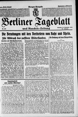 Berliner Tageblatt und Handels-Zeitung vom 25.09.1923