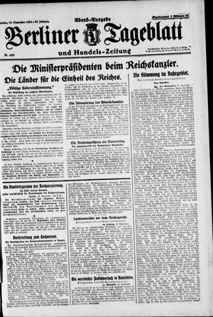Berliner Tageblatt und Handels-Zeitung vom 25.09.1923
