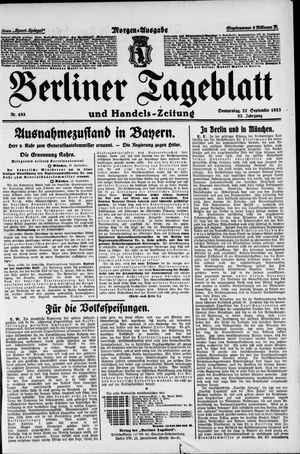 Berliner Tageblatt und Handels-Zeitung vom 27.09.1923