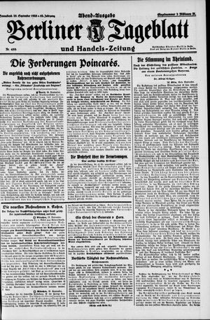 Berliner Tageblatt und Handels-Zeitung vom 29.09.1923
