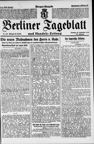 Berliner Tageblatt und Handels-Zeitung on Sep 30, 1923