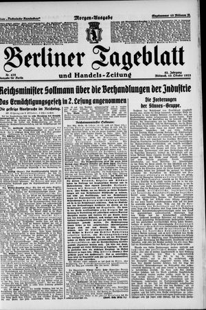 Berliner Tageblatt und Handels-Zeitung vom 10.10.1923