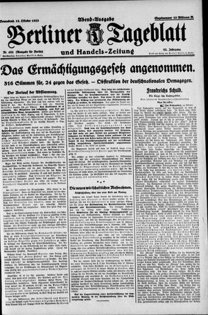 Berliner Tageblatt und Handels-Zeitung vom 13.10.1923