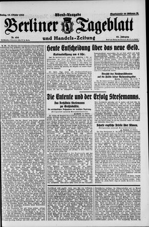Berliner Tageblatt und Handels-Zeitung vom 15.10.1923