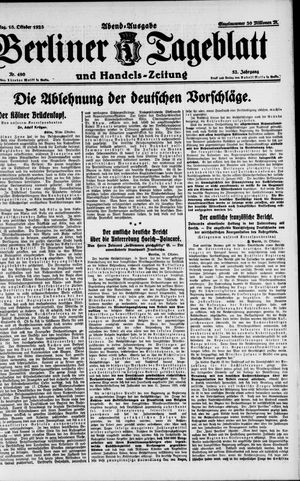 Berliner Tageblatt und Handels-Zeitung vom 18.10.1923