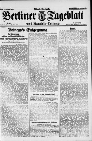 Berliner Tageblatt und Handels-Zeitung vom 19.10.1923