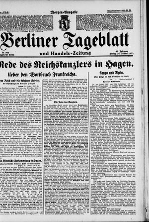 Berliner Tageblatt und Handels-Zeitung vom 26.10.1923