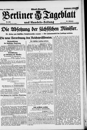 Berliner Tageblatt und Handels-Zeitung vom 29.10.1923